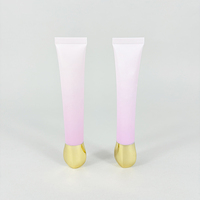 Tube d'emballage cosmétique personnalisé avec logo, tube souple dégradé rose, tube à presser pour baume à lèvres, gloss à lèvres, conteneur vide
