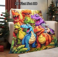 Couverture en flanelle populaire à imprimé animal mignon, motif dinosaure de dessin animé coloré, pour canapé, chambre, salle de jeux, décoration intérieure, cadeau