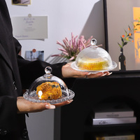 Plateau à dessert en verre transparent en forme de cœur, petite taille, style français moderne minimaliste, pour bonbons, snacks/biscuits, assiette à salade avec couvercle