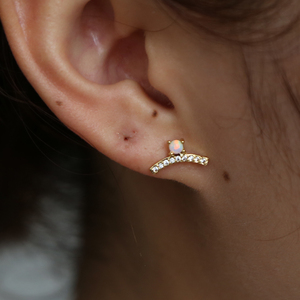 Promotion Gold Plated Gold Plated Factory Drop Shipping Top Quality Chic Trendy Design Simple <strong>Opal</strong> <strong>Stud</strong> <strong>Earring</strong> - Product Image 3