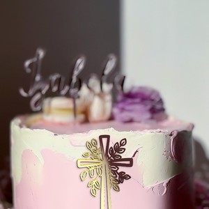 Décoration de gâteau en acrylique multicolore avec colombe, branche d'olivier et inscription « Dieu bénisse » pour la première communion, les baby showers et les anniversaires - Product Image 5