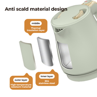 Bouilloire électrique portable en acier inoxydable de 1 L, écologique, à double isolation automatique, arrêt automatique intelligent, pour la maison, économie d'énergie