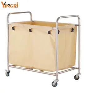 Hotel Room Service Trolley Supplies Rectangular Stainless Steel Folding Laundry Linen Cart