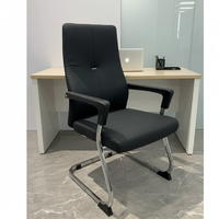 Chaise de bureau exécutive confortable à dossier haut, en cuir et acier inoxydable, pour visiteurs