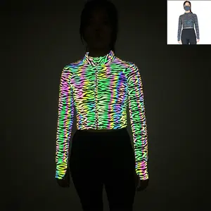 breathable washable thin slim high visibility reflective short type women outdoor sports coat mock neck long sleeve girl jacket