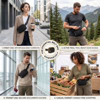 Sac banane unisexe personnalisé en nylon imperméable avec fermeture éclair, résistant aux déchirures, pour le sport, le yoga, ou à porter en bandoulière, vente en gros