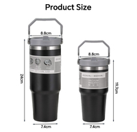 Vente en gros de mugs de voyage isothermes en acier inoxydable de 20 oz avec paille rabattable, isolation 6-12h, couvercle à poignée, affichage de la température LED, sans BPA