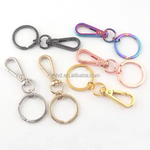 מפתח טבעות Keychain עם לובסטר סיבוב נועלים הצמד קליפ וו פיצול טבעת