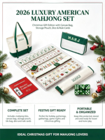 Ensemble de Mahjong de Noël Luxe Cerf Pliable en Acrylique Écologique 4 Couches 160 Pièces Résistant à l'Eau Portable Universel pour le Camping