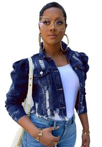 <span class=keywords><strong>Abbigliamento</strong></span> in <span class=keywords><strong>Denim</strong></span> da <span class=keywords><strong>donna</strong></span> monopetto in cotone con risvolto commerciale - Product Image 2