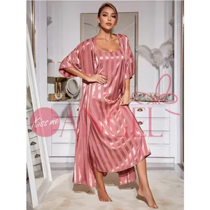 KISS ME ANGEL home clothes set pajamas long nightgown nightdress imitate silk women's sleepwear sexy night dress