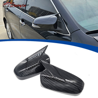 Accessoires de voiture ABS Glossy Black Carbon Fiber Look Rearview Mirror Cover Cap Mirror Shell pour Toyota Yaris L 2014-2022
