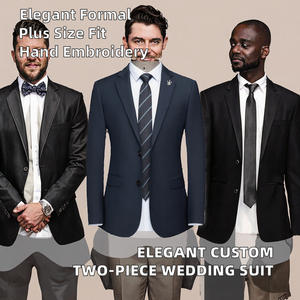 Costume de mariage deux pièces élégant haut de gamme pour homme, style classique, boutonné, en tissu long, formel, grande taille - Product Image 2