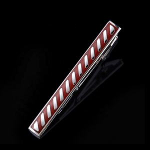 ノベルティクールレッドシルバーチェックエナメル銅パーティー結婚式タイバークリップ大人用 - Product Image 3