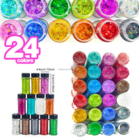Ensemble de paillettes holographiques épaisses 24 couleurs pour l'artisanat, la résine, les gobelets, les ongles, le corps, les paillettes de Noël et les flocons – Expédition depuis les entrepôts américains