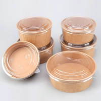 Bol à Salade et Soupe Rond en Papier Kraft SenAng Factory avec Couvercle 500ml 750ml 1000ml 1100ml 1300ml, Conteneur Alimentaire à Emporter en Papier Kraft