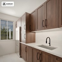 Armoires de cuisine sur mesure en bois massif, design Shaker, aménagement en U, boîtes d'armoires en panneaux de particules et tiroirs à fermeture amortie