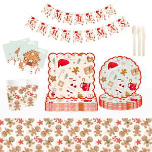 DAMAI Customized Christmas Party Tableware Set with Red Hat <b>House</b> <b>Socks</b> Patters Disposable Paper Plates Cups Napkins - Product Image 1