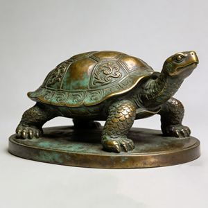 Scultura di Tartaruga Familiare in Bronzo con Patina Verde Anticata, Realizzata con Tecnica a Cera Persa, per Giardino, <span class=keywords><strong>Laghetto</strong></span> e Ornamento Paesaggistico - Product Image 4