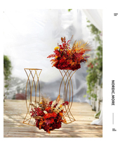 Support à fleurs de mariage rectangulaire en fer doré, moderne et luxueux, pour centre de table, décoration pour hôtel, restaurant, maison