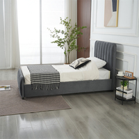 Cadre de lit plateforme capitonné de luxe de style mi-siècle, de haute qualité, moderne, avec tête de lit capitonnée et pied de lit haut