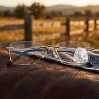 Lunettes de lecture multifocales photochromiques sans monture pour hommes, carrées, UV400, anti-lumière bleue, style professionnel et tendance
