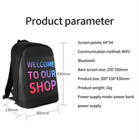 Nuevo diseño, DIY Pantalla dinámica, mochila de negocios LED a todo color, bolsa de promoción 3D, pantalla de visualización, mochila LED inteligente