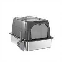 Bac à litière pour chat en acier inoxydable, désodorisant au plasma, facile à nettoyer, grande capacité 65L, capteur d'odeur, affichage numérique, anti-fuite, double ventilation