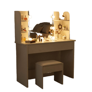 Modern Vanity <b>Desk</b> <b>Large</b> Drawers Removable Mirror Dimmable LED Lights 3 Lighting Modes Adjustable Bathroom Living Room 3D DESIGN - Product Image 1