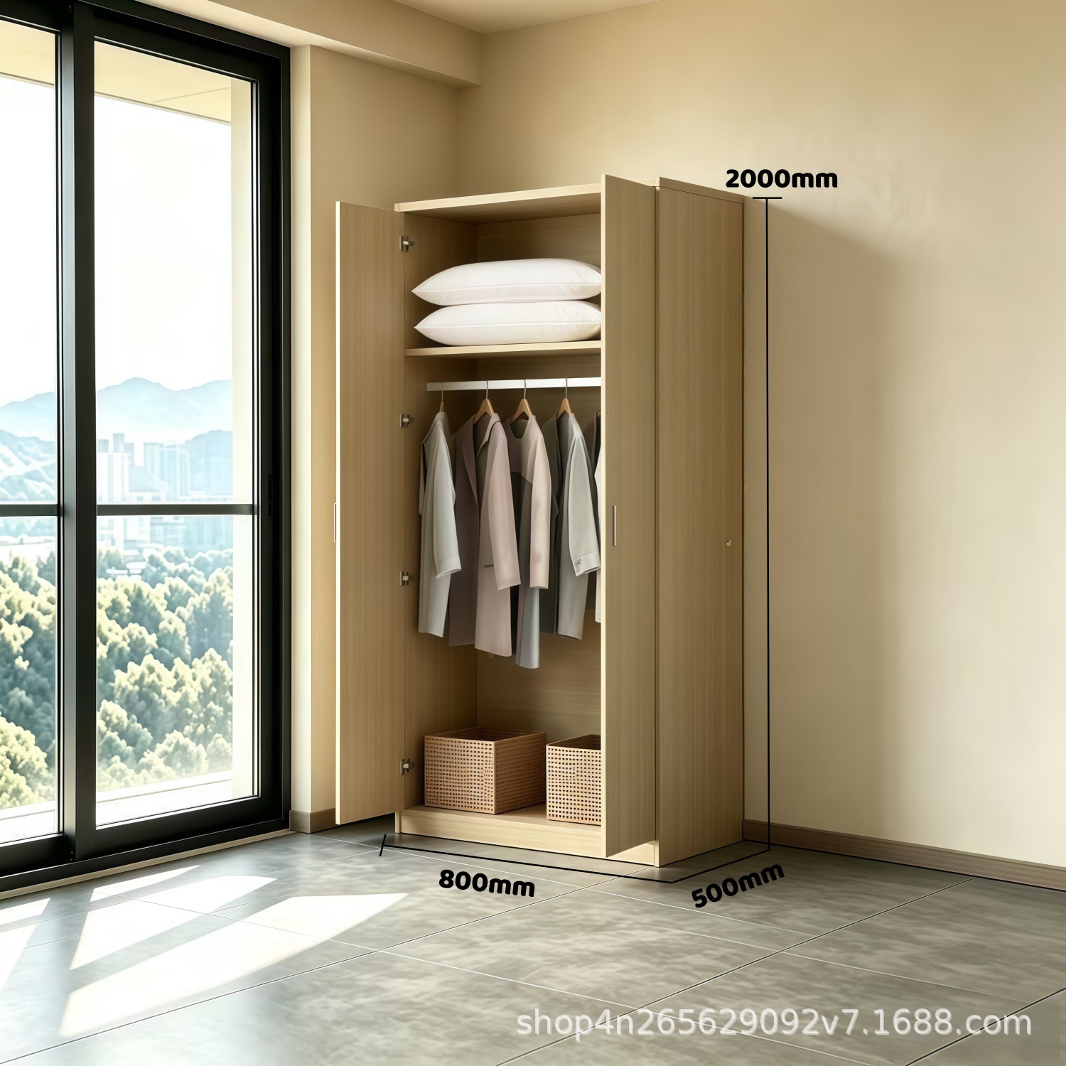 0.8-meter two-door wardrobe - W1