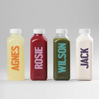 Bouteilles PET Vides Carrées pour Jus avec Logo Personnalisé, Qualité Alimentaire, 250ml 350ml 500ml 1000ml, et Couvercle Antivol pour Emballage de Boissons