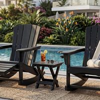 Table d'appoint de patio noire pliable avec structure en X, en plastique HIPS et bois, en acier inoxydable 304 antirouille pour bord de piscine, complexe hôtelier, terrasse