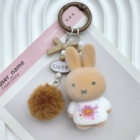 Porte-clés poupées lapin Miffy en peluche colorées en coton et polyester, pendentif mignon pour téléphone portable DIY, 8 cm, anti-stress, pour l'exportation