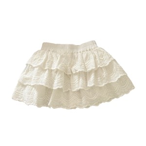 Sweet Children's Skirt With Lace Ruffles One Size Fits All Cotton Solid Color For Girls Casual Wear - Product Image 5