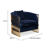 Nouveau design, ensemble de canapés en tissu, ensemble de canapés à armature métallique dorée brillante torsadée, meubles de salon, canapé-fauteuil rembourré 1 2 3 places
