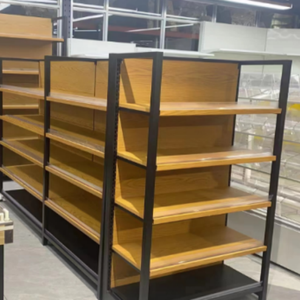 Scaffali Espositivi ZD a Doppio Lato <span class=keywords><strong>in</strong></span> Metallo e <span class=keywords><strong>Legno</strong></span> per Supermercati, Scaffalature Autoportanti con 50 Ripiani - Product Image 4