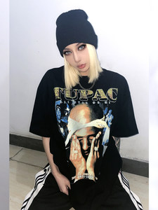 T-Shirt Vintage Stile Americano 2PAC Tupac West Coast, Manica Corta, Vestibilità Ampia, Design Retrò Hip Hop - Product Image 3