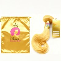Emballage personnalisé de luxe en satin doux avec cordon de serrage pour extensions de cheveux, étiquettes cadeaux pour paquets de cheveux, étiquettes pour perruques, étiquettes personnalisées