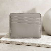 Portefeuille porte-cartes en cuir gris clair pour hommes et femmes, idéal pour le bureau et les voyages, avec poche multi-fentes fine, design léger, logo personnalisé