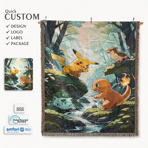 <span class=keywords><strong>Tapisserie</strong></span> murale tricotée Monstres Anime Forêt Ruisseau <span class=keywords><strong>Manga</strong></span> Japonais Zone de Jeu Nook Couverture en polyester douce finie - Product Image 1