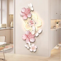 Peinture de décoration de maison de style crème avec horloge et horloge murale Peinture suspendue de couloir floral Sentiment haut de gamme avec lampe murale