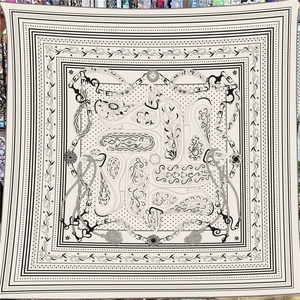 <span class=keywords><strong>Sciarpa</strong></span> in <span class=keywords><strong>Seta</strong></span> e <span class=keywords><strong>Cashmere</strong></span> per Donne, Scialli Arrotolati a Mano, Bandane, Grandi Hijab, Foulard Femminili con Stampa Floreale e Motivo a Cashemire - Product Image 2