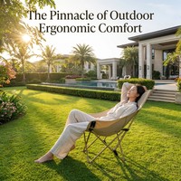 Chaise de pêche pliable confortable à dossier haut, beige sable, portable, robuste, en tissu Oxford 600D, avec poche latérale, OEM ODM