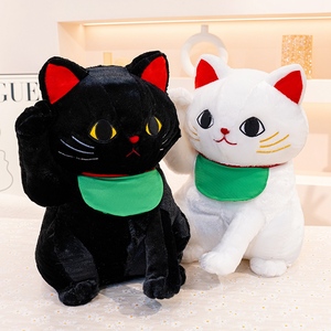 Vente chaude en peluche noir et blanc chat chanceux Animal en peluche décoration de la maison enfants cadeau doux blanc chat chanceux poupée - Product Image 6