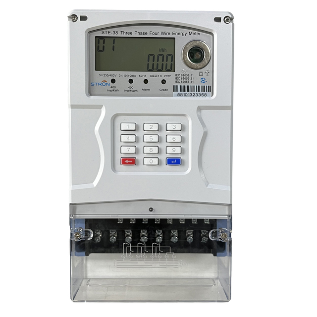 Three-Phase STS Four-Wire Keypad RF Prepaid Electricity Token Meter Housing Breaker Energy Meter IP54 Waterproof LCD Display