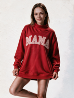 Sweat-shirt à col montant pour femme, longueur allongée, broderie personnalisée avec logo, vêtements de loisirs pour femmes