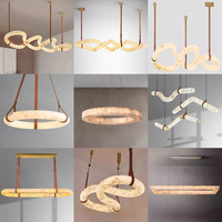 Lustre en marbre naturel et laiton de style nordique de luxe pour hôtel, lampe suspendue LED avec garantie de 3 ans