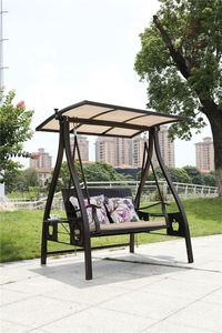 Chaise à bascule pour l'extérieur personnalisée en bois, intérieur, balcon, cour, deux personnes, trois personnes, balançoire de <span class=keywords><strong>jardin</strong></span>, nouveau design de chaise de salle à manger - Product Image 2