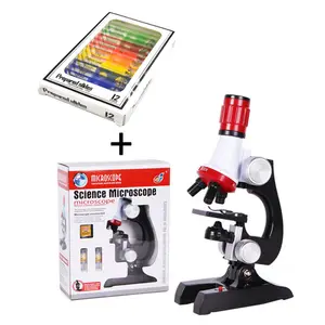 Jouet éducatif pour enfants, Kit de Microscope, objet d'apprentissage scientifique, biologique, outil de laboratoire LED, maison, 2019