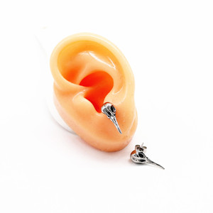 Yunnique – boucles d'oreilles en forme de crâne d'oiseau, en acier inoxydable 316, bijoux à la mode pour hommes et femmes, Style Punk, Design du zodiaque animal - Product Image 4